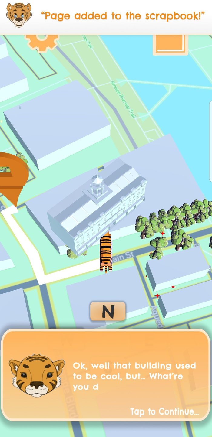 Tiger's Tale map screen of downtown Rochester